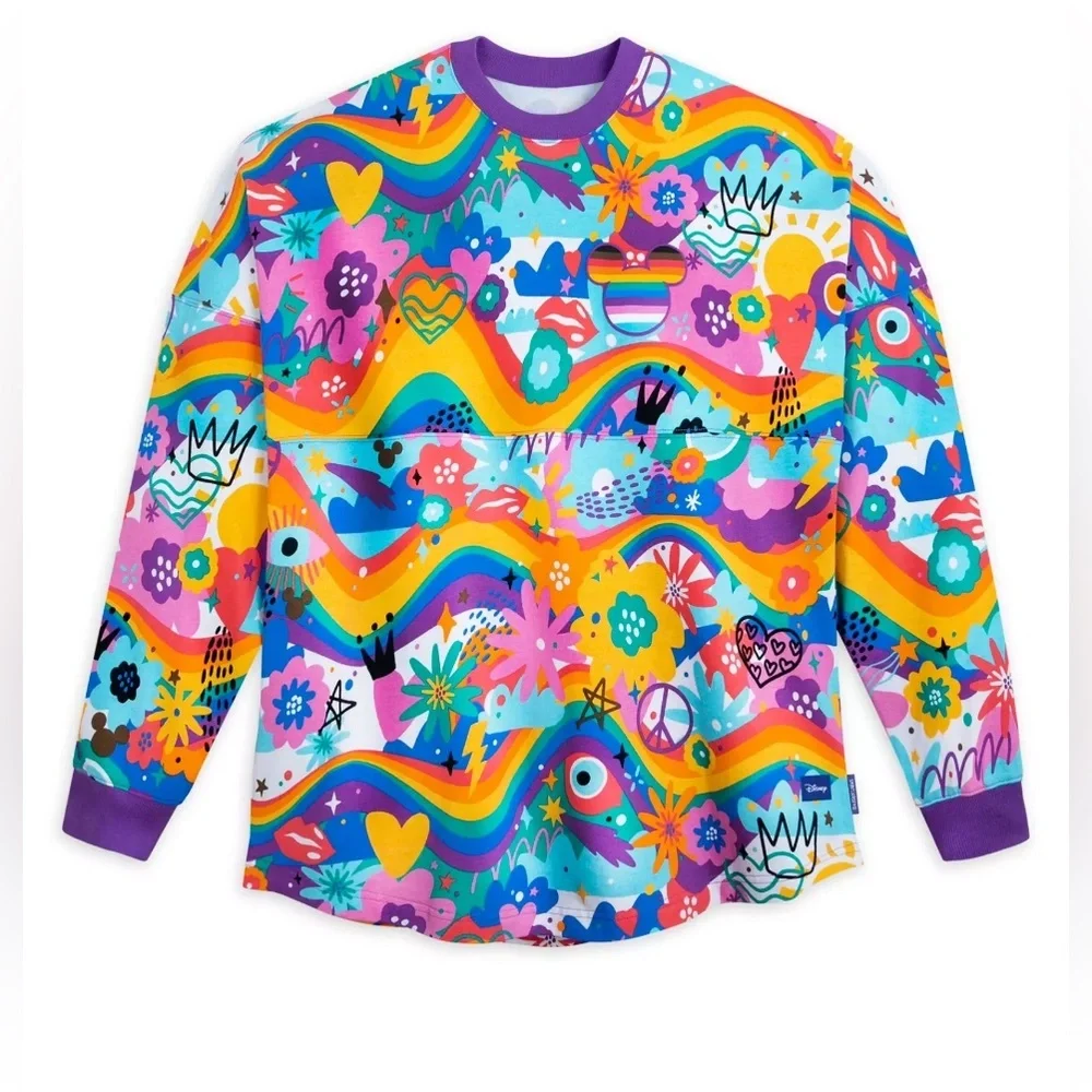 Disneyland Spirit Jersey Pride Collection Adult S Colorful Artsy Gay Day Floral - Picture 2 of 7